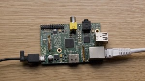 This is the Raspberry Pi, plugged in to ethernet and power.